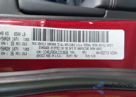 2020 Jeep Grand Cherokee Limited X 4X4 z USA, uszkodzony, nr VIN 1C4RJFBGXLC319636